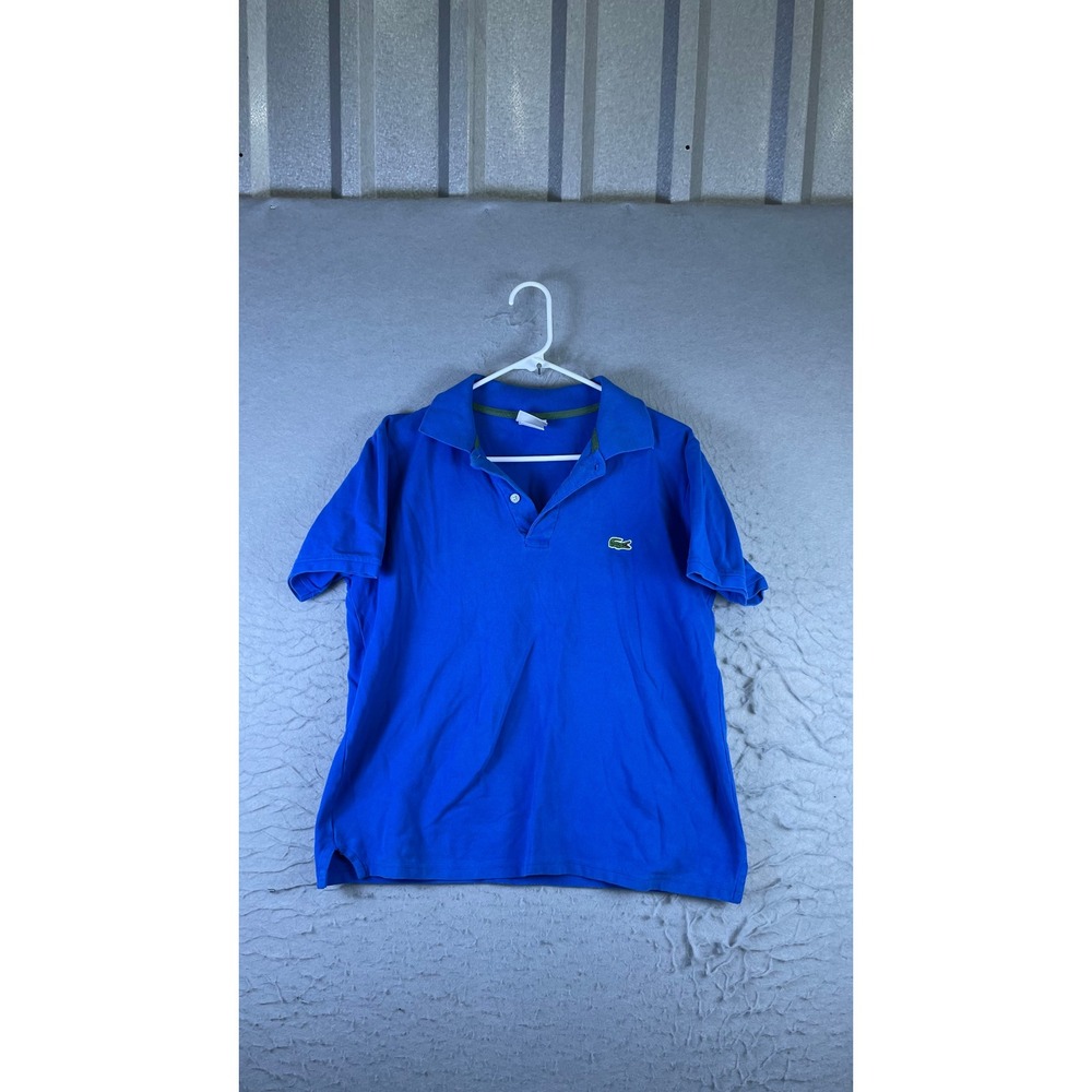 Lacoste Polo Shirt Mens 5 Blue Excellent Short Sleeve Pique Cotton Logo